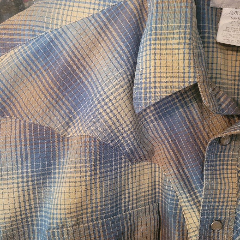 Wrangler vintage mens plaid western cowboy snap down shirt - XL.         L50 - Picture 4 of 9